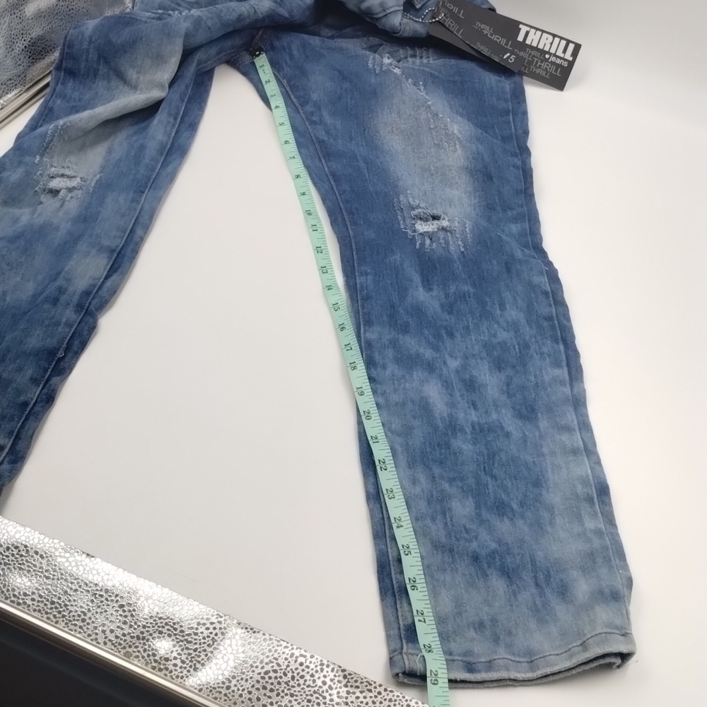 Thrill denim jeans size 15 stretch Distressed Skinny High Rise new! - Picture 10 of 11